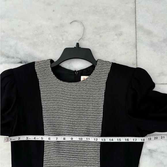 VTG Honeybee Dress Houndstooth Black White Knee Womens 12 Office Academia USA - Picture 9 of 15